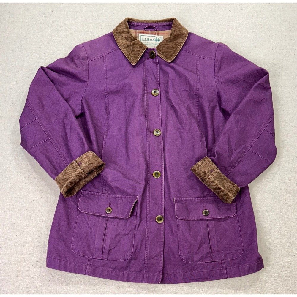 VTG LL Bean Adirondack Barn Chore Coat Women's Medium Purple Canvas Field Jacket